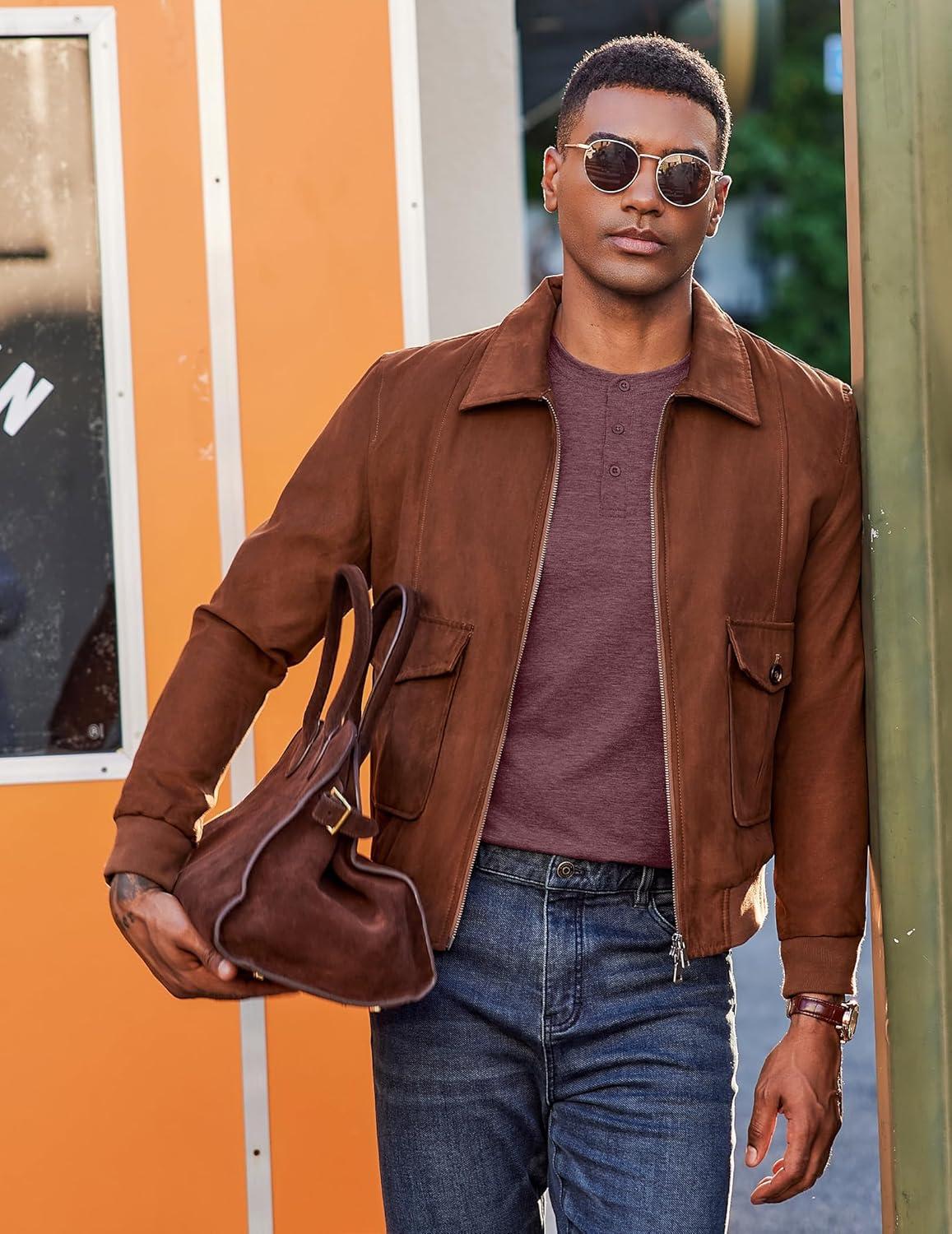 imageCOOFANDY Henley Shirts for Men Long Sleeve T Shirts Textured Casual Stretch Fashion Pullover Lightweight Fall TopsDark Red