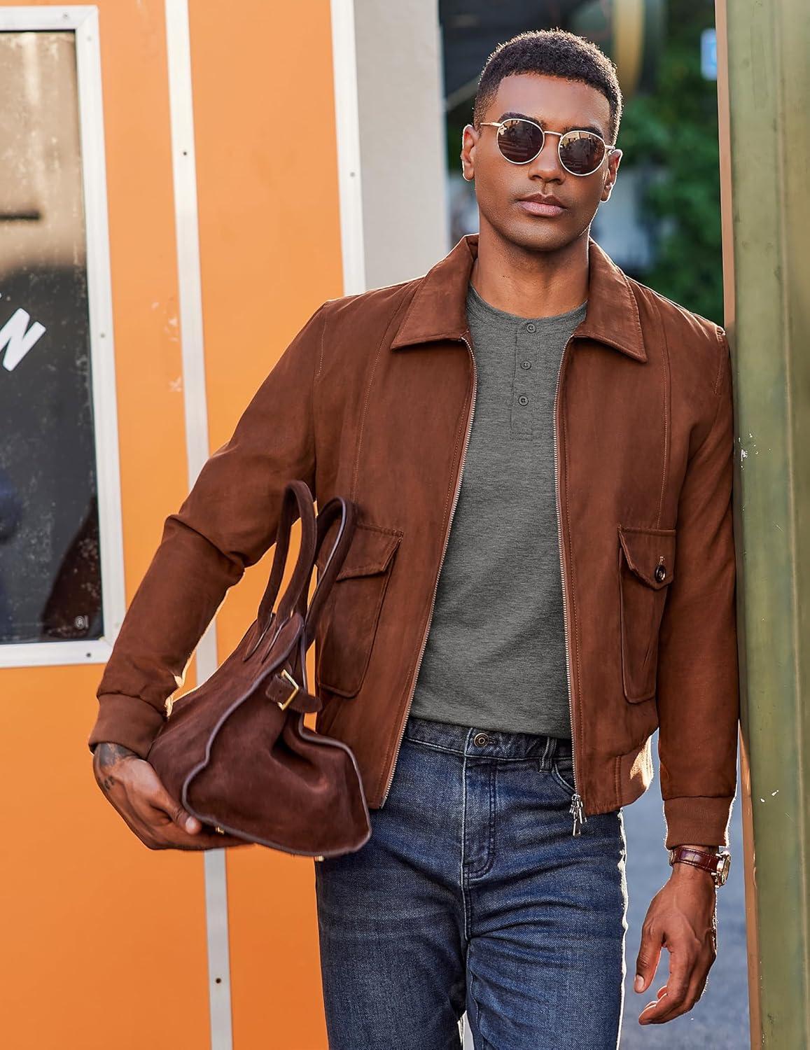 imageCOOFANDY Henley Shirts for Men Long Sleeve T Shirts Textured Casual Stretch Fashion Pullover Lightweight Fall TopsLight Grey