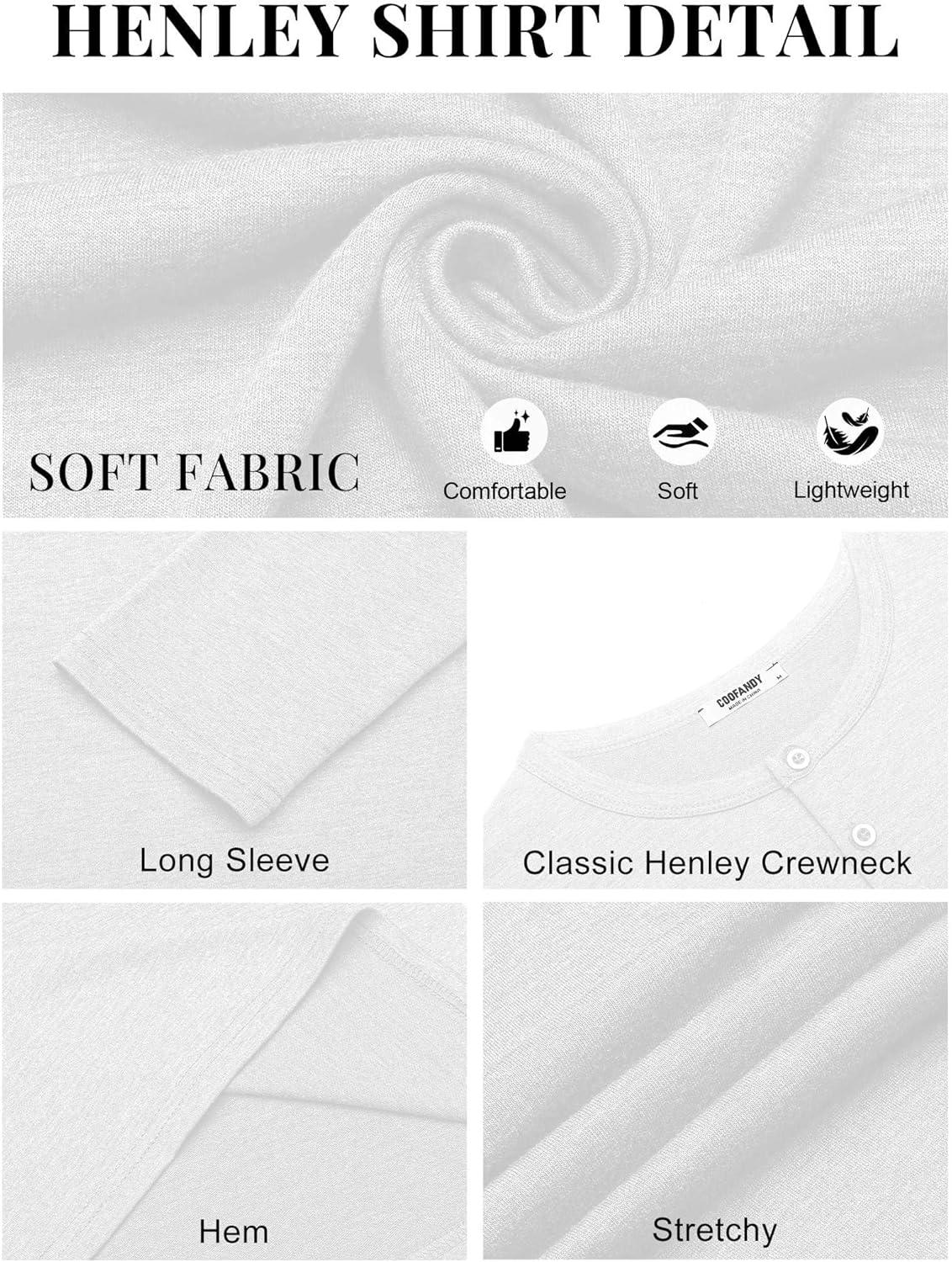 imageCOOFANDY Henley Shirts for Men Long Sleeve T Shirts Textured Casual Stretch Fashion Pullover Lightweight Fall TopsWhite