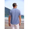 imageCOOFANDY Mens Linen Henley Shirt Short Sleeve Casual Summer Beach Hippie T ShirtsStriped Blue