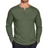 imageCOOFANDY Henley Shirts for Men Long Sleeve T Shirts Textured Casual Stretch Fashion Pullover Lightweight Fall TopsArmy Green