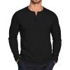 imageCOOFANDY Henley Shirts for Men Long Sleeve T Shirts Textured Casual Stretch Fashion Pullover Lightweight Fall TopsBlack