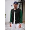 imageCOOFANDY Mens Fashion Varsity Jacket Causal Slim Fit Cotton Letterman Baseball Bomber JacketsBlack Green