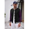 imageCOOFANDY Mens Fashion Varsity Jacket Causal Slim Fit Cotton Letterman Baseball Bomber JacketsBlack Purple