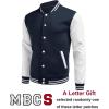 imageCOOFANDY Mens Fashion Varsity Jacket Causal Slim Fit Cotton Letterman Baseball Bomber JacketsNavywhite Sleeve
