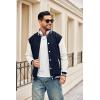 imageCOOFANDY Mens Fashion Varsity Jacket Causal Slim Fit Cotton Letterman Baseball Bomber JacketsNavywhite Sleeve