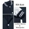 imageCOOFANDY Mens Fashion Varsity Jacket Causal Slim Fit Cotton Letterman Baseball Bomber JacketsNavywhite Sleeve