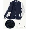 imageCOOFANDY Mens Fashion Varsity Jacket Causal Slim Fit Cotton Letterman Baseball Bomber JacketsNavywhite Sleeve