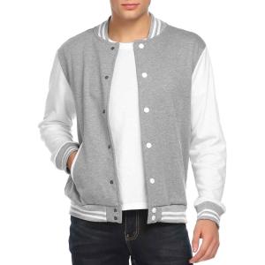 imageCOOFANDY Mens Fashion Varsity Jacket Causal Slim Fit Cotton Letterman Baseball Bomber JacketsGray