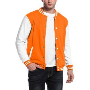 imageCOOFANDY Mens Fashion Varsity Jacket Causal Slim Fit Cotton Letterman Baseball Bomber JacketsOrange