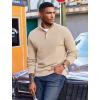 imageCOOFANDY Mens Quarter Button Sweater Mock Neck Textured Knitted PulloverBeige