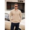 imageCOOFANDY Mens Quarter Button Sweater Mock Neck Textured Knitted PulloverBeige