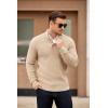 imageCOOFANDY Mens Quarter Button Sweater Mock Neck Textured Knitted PulloverBeige