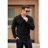 imageCOOFANDY Mens Quarter Button Sweater Mock Neck Textured Knitted PulloverBlack