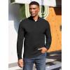 imageCOOFANDY Mens Quarter Button Sweater Mock Neck Textured Knitted PulloverBlack