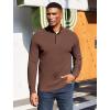 imageCOOFANDY Mens Quarter Button Sweater Mock Neck Textured Knitted PulloverCoffee