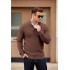 imageCOOFANDY Mens Quarter Button Sweater Mock Neck Textured Knitted PulloverCoffee