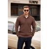 imageCOOFANDY Mens Quarter Button Sweater Mock Neck Textured Knitted PulloverCoffee