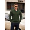imageCOOFANDY Mens Quarter Button Sweater Mock Neck Textured Knitted PulloverDark Army Green