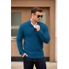 imageCOOFANDY Mens Quarter Button Sweater Mock Neck Textured Knitted PulloverDark Blue