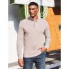 imageCOOFANDY Mens Quarter Button Sweater Mock Neck Textured Knitted PulloverKhaki