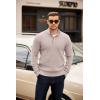 imageCOOFANDY Mens Quarter Button Sweater Mock Neck Textured Knitted PulloverKhaki
