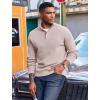 imageCOOFANDY Mens Quarter Button Sweater Mock Neck Textured Knitted PulloverKhaki