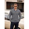 imageCOOFANDY Mens Quarter Button Sweater Mock Neck Textured Knitted PulloverMedium Gray