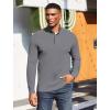 imageCOOFANDY Mens Quarter Button Sweater Mock Neck Textured Knitted PulloverMedium Gray