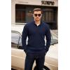 imageCOOFANDY Mens Quarter Button Sweater Mock Neck Textured Knitted PulloverNavy Blue