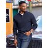 imageCOOFANDY Mens Quarter Button Sweater Mock Neck Textured Knitted PulloverNavy Blue