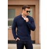 imageCOOFANDY Mens Quarter Button Sweater Mock Neck Textured Knitted PulloverNavy Blue