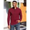 imageCOOFANDY Mens Quarter Button Sweater Mock Neck Textured Knitted PulloverWine Red