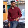 imageCOOFANDY Mens Quarter Button Sweater Mock Neck Textured Knitted PulloverWine Red