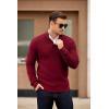 imageCOOFANDY Mens Quarter Button Sweater Mock Neck Textured Knitted PulloverWine Red