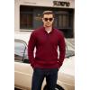 imageCOOFANDY Mens Quarter Button Sweater Mock Neck Textured Knitted PulloverWine Red