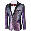 imageCOOFANDY Mens Shiny Sequin Blazer Tuxedo Party Dinner Prom One Button Suit JacketBlue Purple