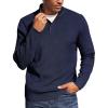 imageCOOFANDY Mens Quarter Button Sweater Mock Neck Textured Knitted PulloverNavy Blue