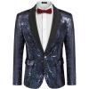 imageCOOFANDY Mens Shiny Sequin Blazer Tuxedo Party Dinner Prom One Button Suit JacketMulticolorednavy Blue