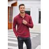 imageCOOFANDY Mens Casual Polo Shirts Long Sleeve Textured Knit Tee Shirt Wrok TshirtsRed