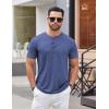 imageCOOFANDY Mens Henley Shirts Short Sleeve Casual Basic Tee Summer Button Henley Soild T ShirtsDeep Blue