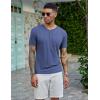 imageCOOFANDY Mens Henley Shirts Short Sleeve Casual Basic Tee Summer Button Henley Soild T ShirtsDeep Blue