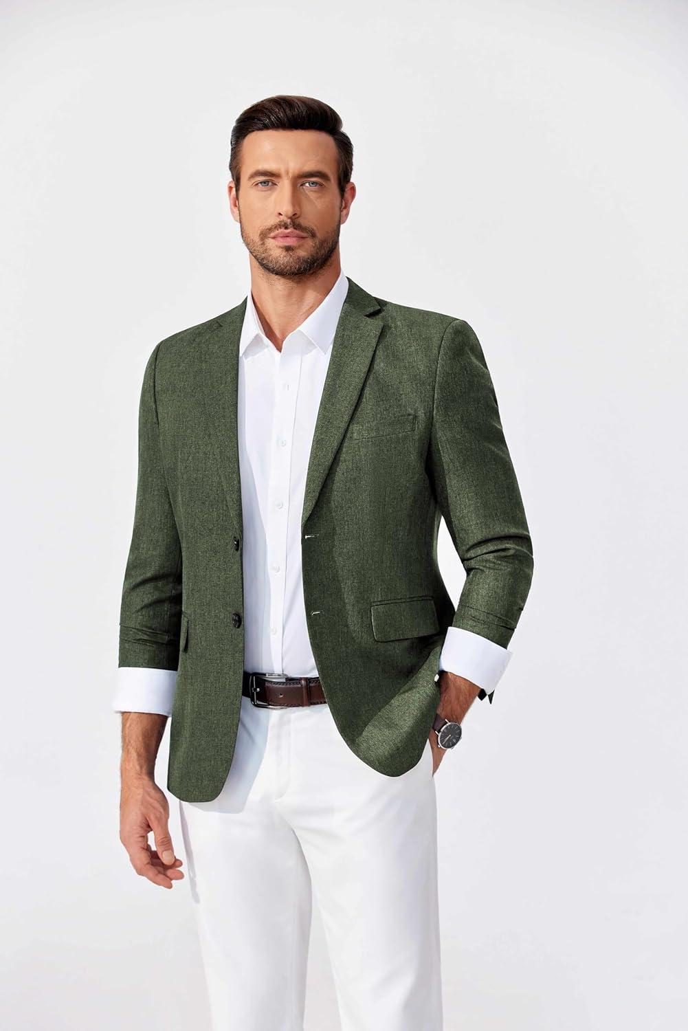 imageCOOFANDY Mens Blazer Casual Sport Coats Two Buttons Lightweight Suit JacketArmy Green