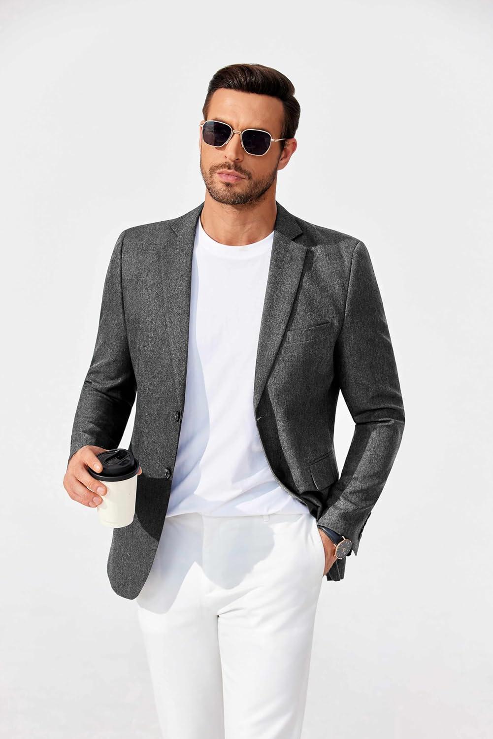 imageCOOFANDY Mens Blazer Casual Sport Coats Two Buttons Lightweight Suit JacketDark Charcoal