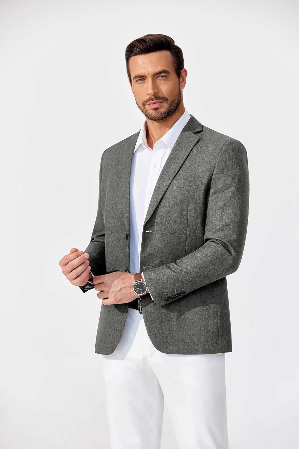 imageCOOFANDY Mens Blazer Casual Sport Coats Two Buttons Lightweight Suit JacketGray