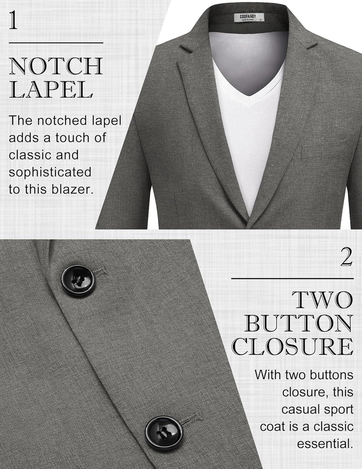 imageCOOFANDY Mens Blazer Casual Sport Coats Two Buttons Lightweight Suit JacketGray