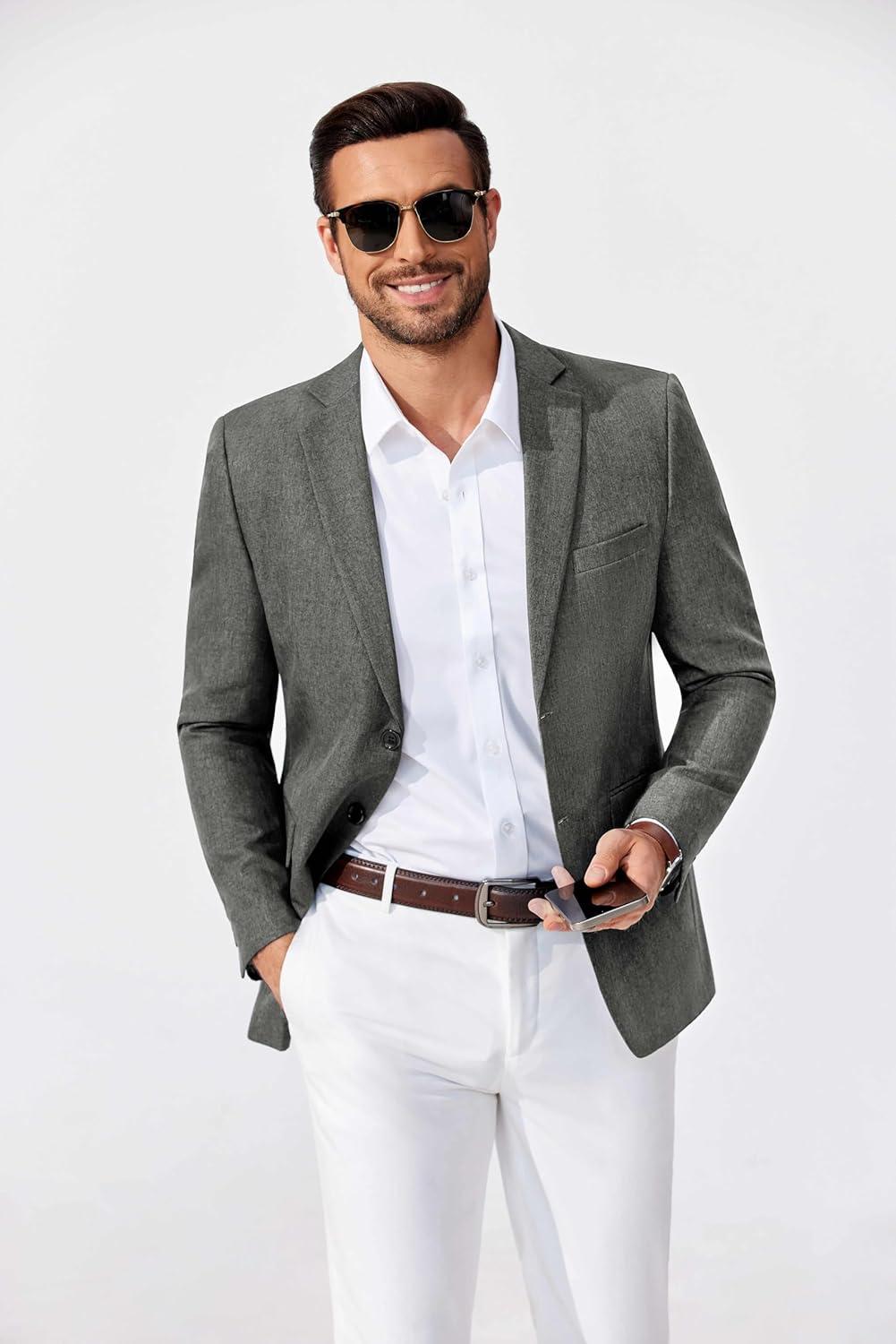 imageCOOFANDY Mens Blazer Casual Sport Coats Two Buttons Lightweight Suit JacketGray