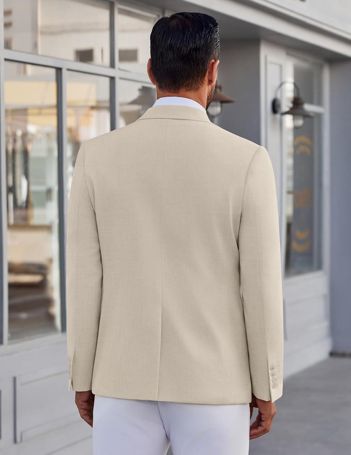 imageCOOFANDY Mens Blazer Casual Suit Jacket Slim Fit One Button Sport Coats Lightweight Sports JacketBeige