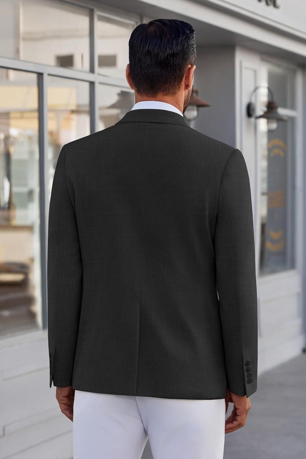 imageCOOFANDY Mens Blazer Casual Suit Jacket Slim Fit One Button Sport Coats Lightweight Sports JacketBlack