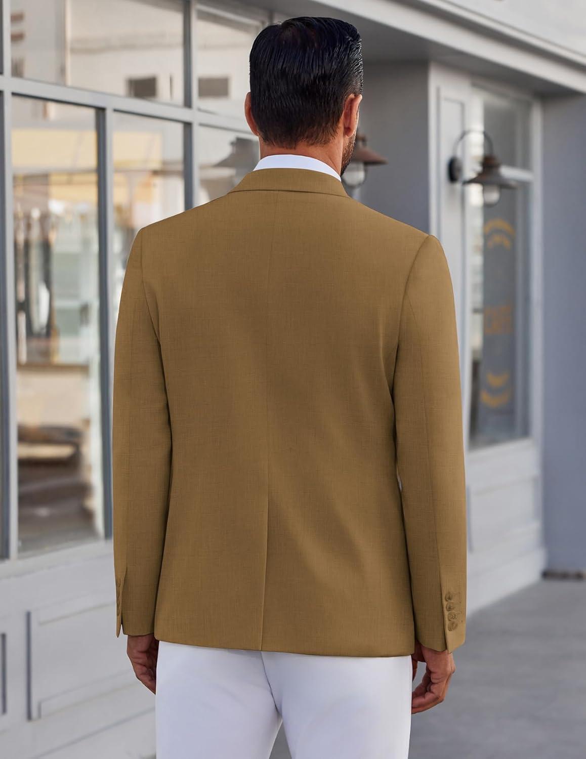 imageCOOFANDY Mens Blazer Casual Suit Jacket Slim Fit One Button Sport Coats Lightweight Sports JacketBrown